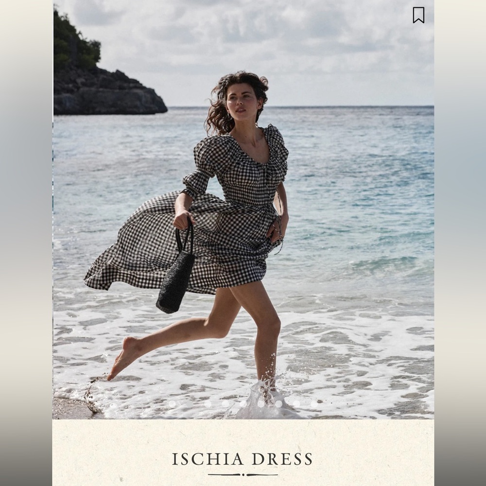 NWT Doen Ischia Dress in Noir Gingham size L